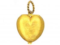 Georgian 15ct Gold Heart Shaped Locket with Forget Me Not Motif