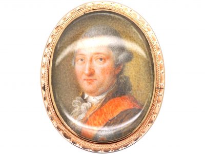 Georgian 9ct Gold Portrait Ring of a Gentleman