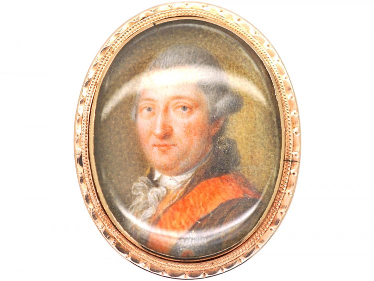 Georgian 9ct Gold Portrait Ring of a Gentleman