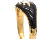 Victorian 18ct Gold, Black Enamel Star Ring set with Diamonds