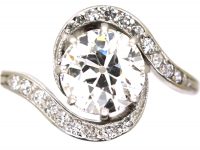 French Platinum Tourbillon Ring set with Diamonds