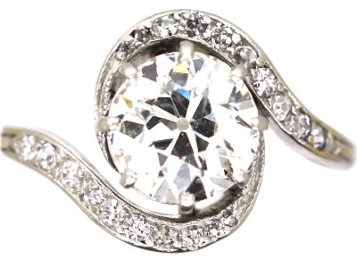 French Platinum Tourbillon Ring set with Diamonds