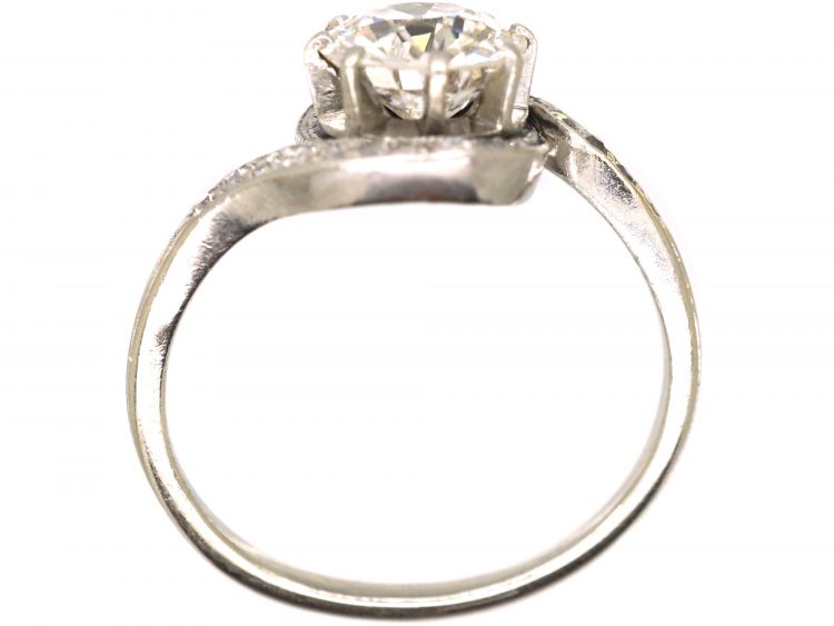 French Platinum Tourbillon Ring set with Diamonds