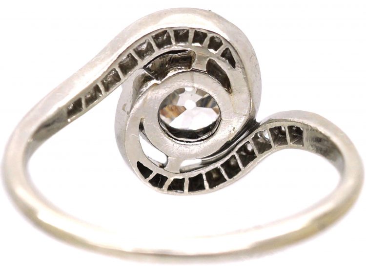 French Platinum Tourbillon Ring set with Diamonds