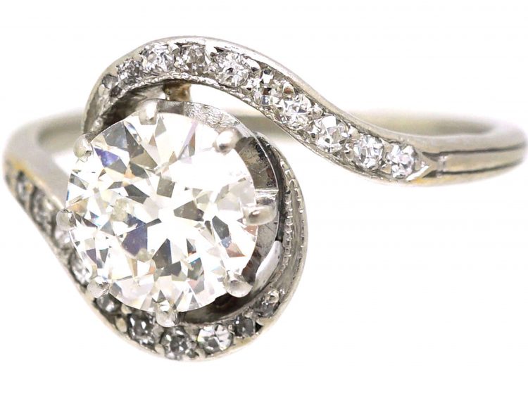 French Platinum Tourbillon Ring set with Diamonds