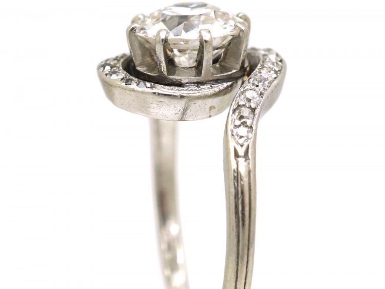 French Platinum Tourbillon Ring set with Diamonds