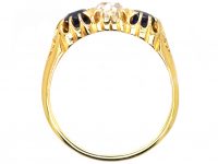 Edwardian 18ct Gold Sapphire & Diamond Three Stone Ring