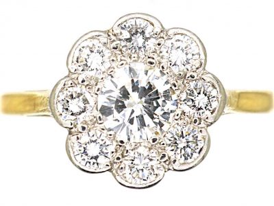 Edwardian 18ct Gold & Platinum, Diamond Daisy Cluster Ring