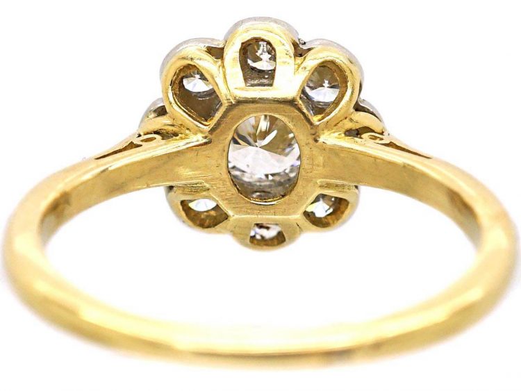 Edwardian 18ct Gold & Platinum, Diamond Daisy Cluster Ring