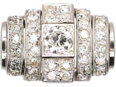 Retro 18ct White Gold Diamond Cocktail Ring