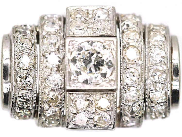 Retro 18ct White Gold Diamond Cocktail Ring