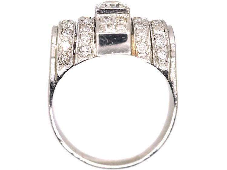 Retro 18ct White Gold Diamond Cocktail Ring