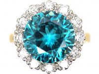 Mid 20th Century 18ct Gold, Zircon & Diamond Cluster Ring