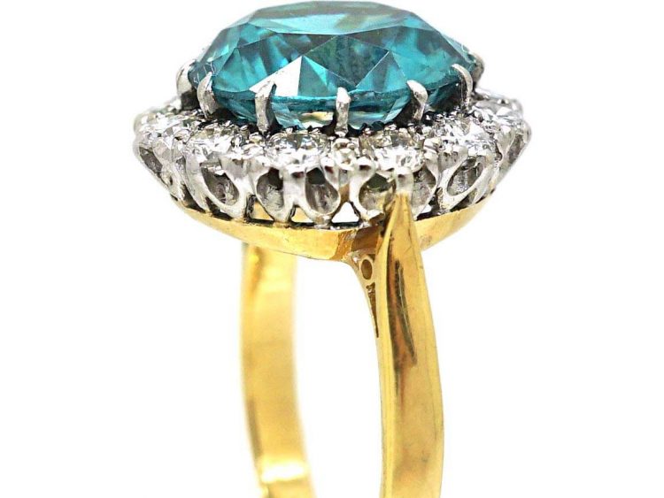Mid 20th Century 18ct Gold, Zircon & Diamond Cluster Ring