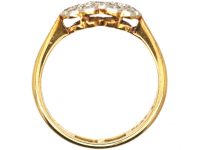 Edwardian 18ct Gold & Platinum Double Daisy Cluster Diamond Ring
