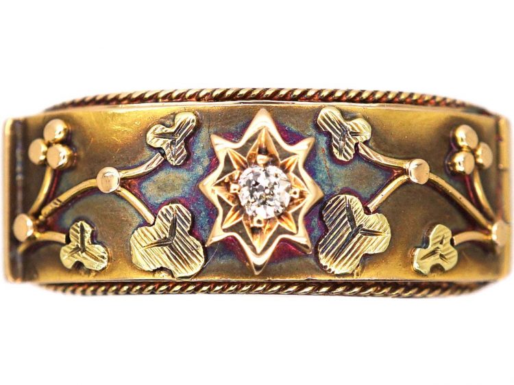 Victorian 18ct Gold Mizpah Ring set with a Diamond with Secret Compartment