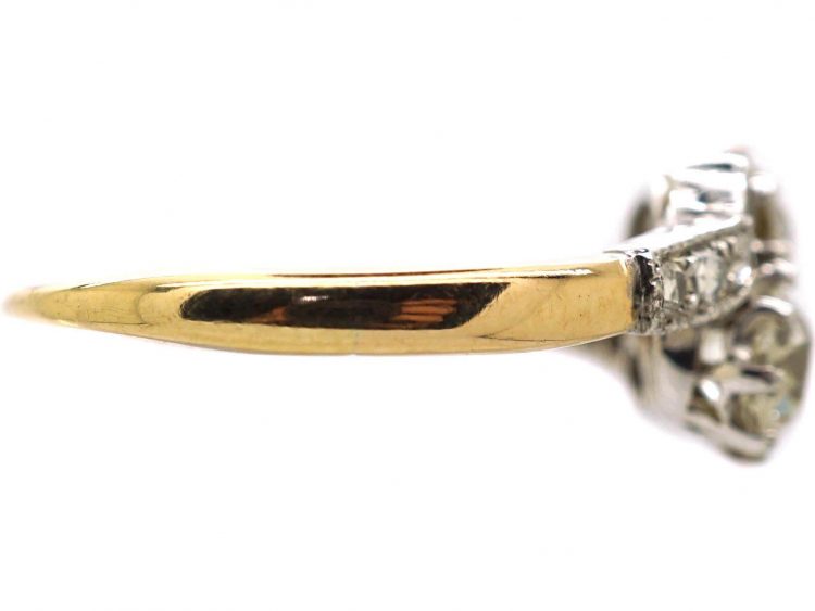 Edwardian 18ct Gold & Platinum, Two Stone Diamond Crossover Ring