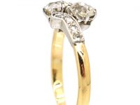 Edwardian 18ct Gold & Platinum, Two Stone Diamond Crossover Ring