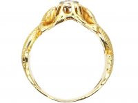 Art Nouveau 14ct Gold Lizard Ring set with a Diamond