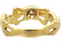 Art Nouveau 14ct Gold Lizard Ring set with a Diamond