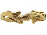 Art Nouveau 14ct Gold Lizard Ring set with a Diamond