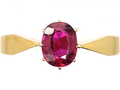 Edwardian 18ct Gold Ruby Solitaire Ring