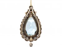 Edwardian Pear Shaped Aquamarine & Diamond Pendant