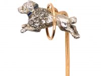Edwardian Novelty Tie Pin of a Poodle Jumping Through a Hoop