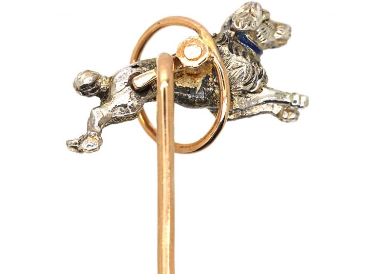 Edwardian Novelty Tie Pin of a Poodle Jumping Through a Hoop