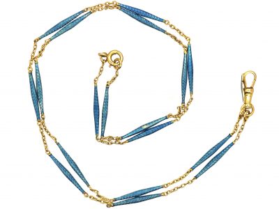 Edwardian 18ct Gold & Blue Enamel Chain with Pendant Fitting