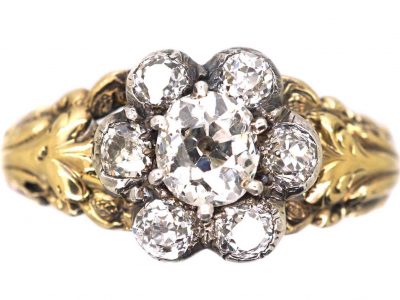 Georgian 15ct Gold Diamond Cluster Ring