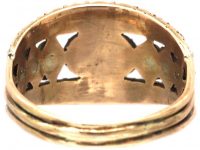 Georgian 9ct Gold, Blue Enamel, Diamond, Cabochon Garnet & Natural Split Pearl Ring