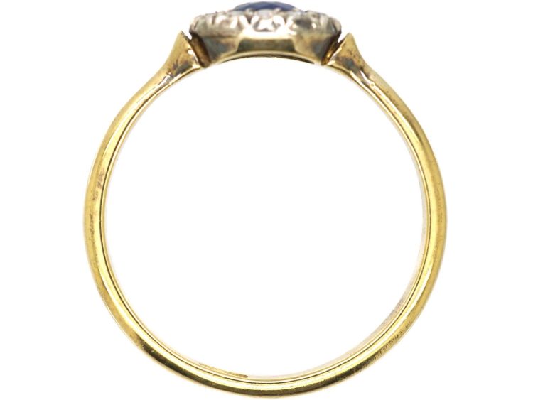 Edwardian 18ct Gold & Platinum, Sapphire & Diamond Cluster Ring
