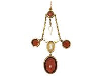 Edwardian 15ct Gold, Garnet & Baroque Pearls Pendant