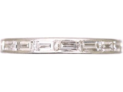 French Early 20th Century Platinum Eternity Ring set with Baguette Cut Diamonds