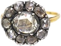 Georgian 15ct Gold & Silver, Rose Diamond Oval Cluster Ring