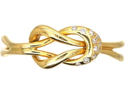 Mid 20th Century 18ct Gold Lover's Knot Ring set with Diamonds