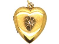 Edwardian 15ct Gold Heart Shaped Locket set with a Diamond