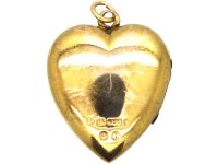 Edwardian 15ct Gold Heart Shaped Locket set with a Diamond