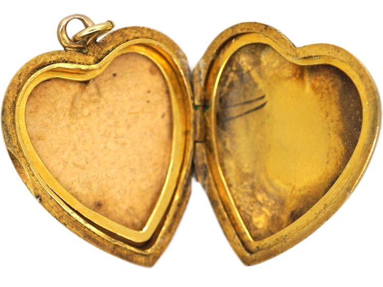 Edwardian 15ct Gold Heart Shaped Locket set with a Diamond