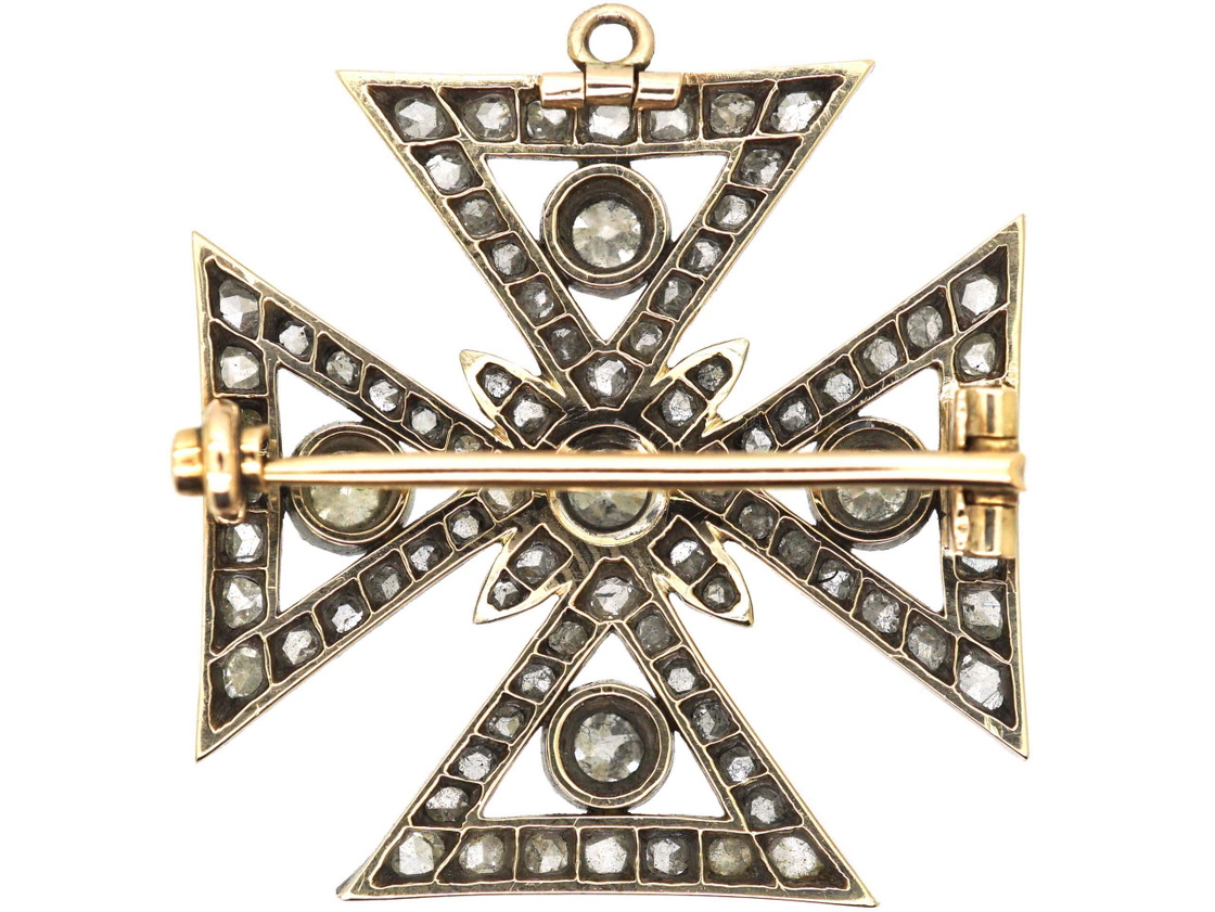 Georgian Maltese Cross Brooch/ Pendant set with Diamonds (200Z) | The ...