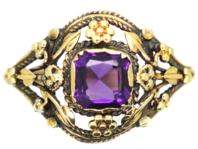 Arts & Crafts 15ct Gold Ring set with an Amethyst Attributed to Gaskin