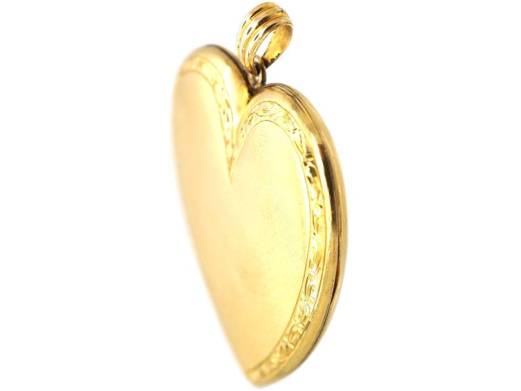Edwardian 10 Carat Gold Large Heart Shaped Locket