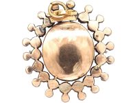 Georgian 9ct Gold Pendant set with Natural Split Pearls, Diamonds & Red Paste