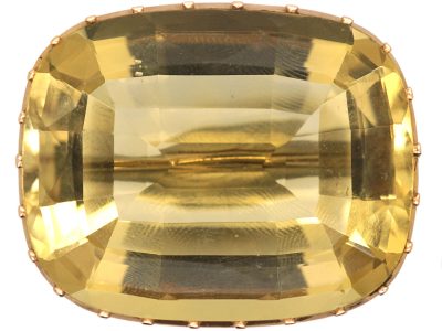 Georgian 9ct Gold Large Rectangular Citrine Brooch