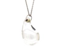 Tiffany & Co Rock Crystal TearDrop Pendant on Tiffany Platinum Chain