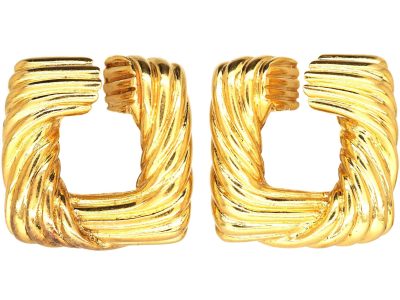 Vintage 18ct Gold Clip On Earrings by Hermès