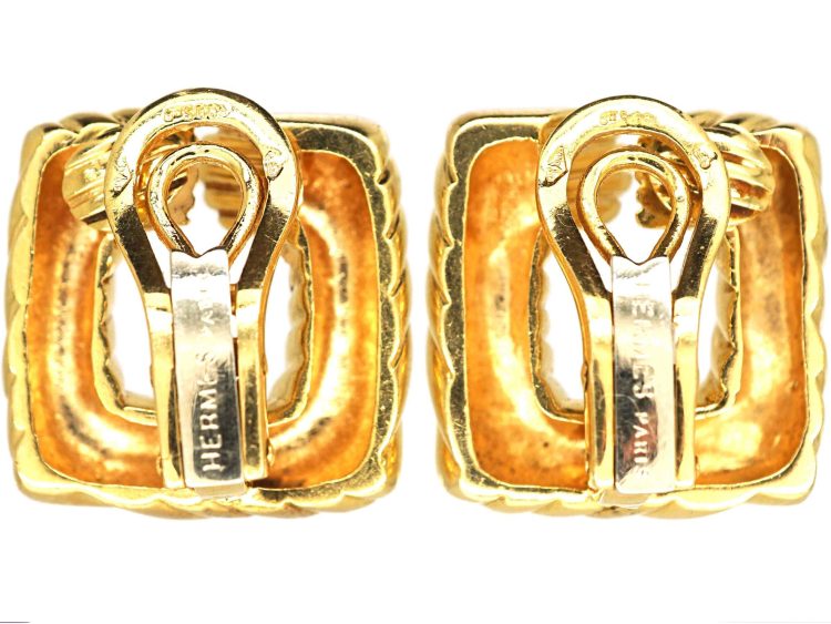 Vintage 18ct Gold Clip On Earrings by Hermès