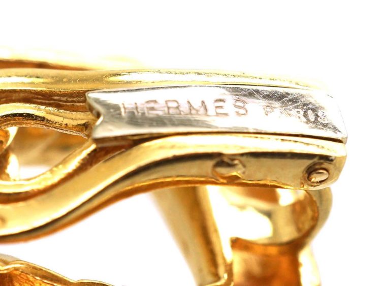 Vintage 18ct Gold Clip On Earrings by Hermès