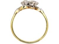 Edwardian 18ct Gold & Platinum, Two Stone Diamond Crossover Ring